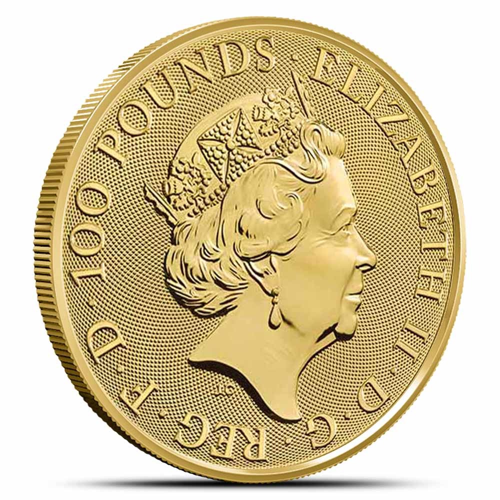 2021 1 oz British Gold Queens Beast White Greyhound Coin (BU) - Image 2