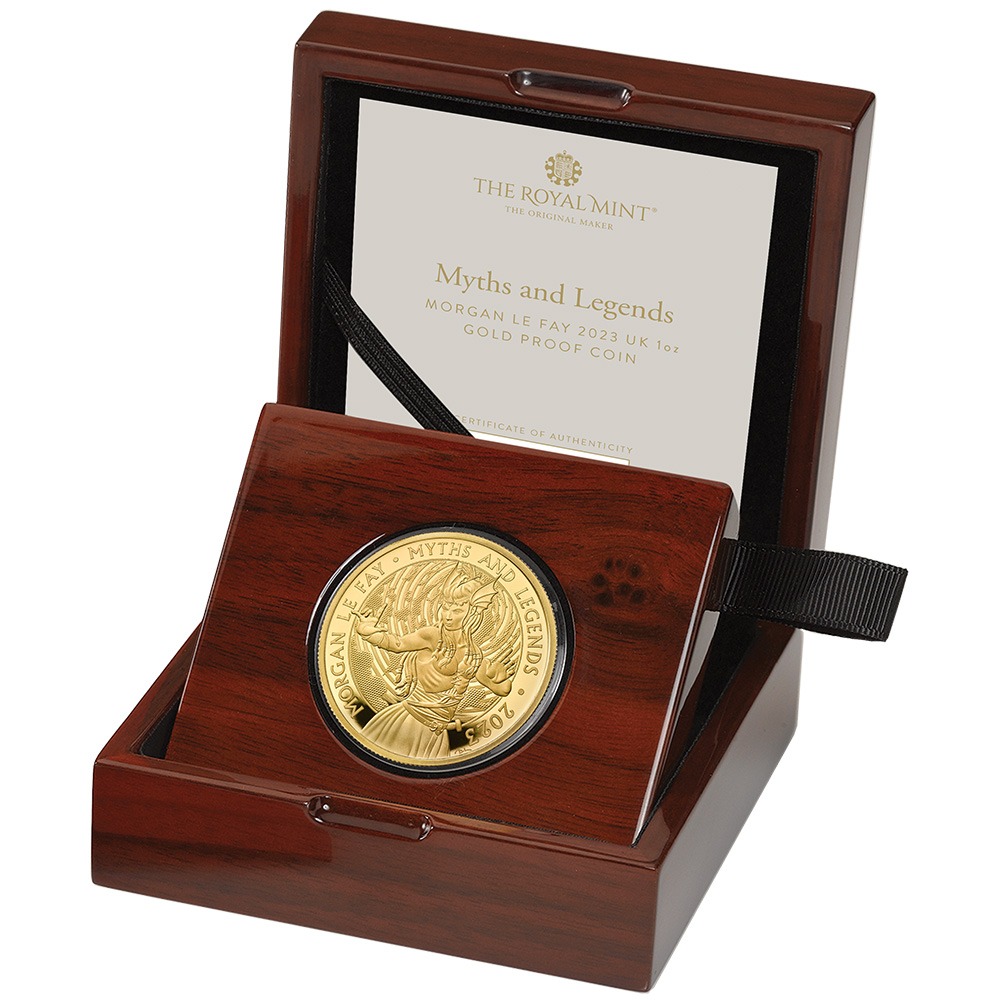 1 oz Proof British Gold Morgan Le Fa