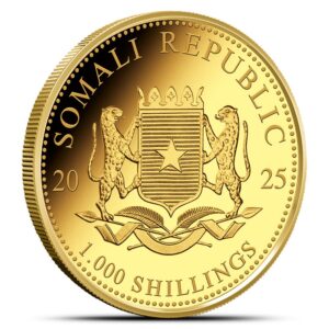 2025 1 oz Somalia Gold African Wildlife Leopard Coin (BU)