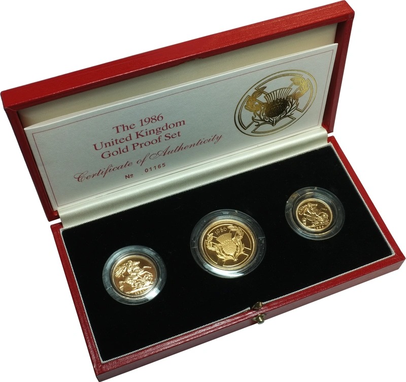 1986 Proof Gold Sovereign 3 Coin Set