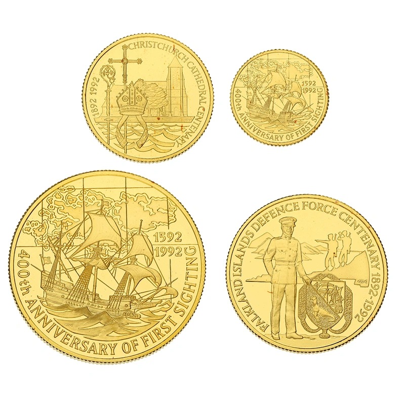 1992 Falkland Islands Heritage Year 4 Coin Gold Proof Set Boxed - Image 3