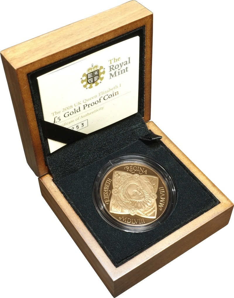 2008 Proof Gold Crown £5 Coin Queen