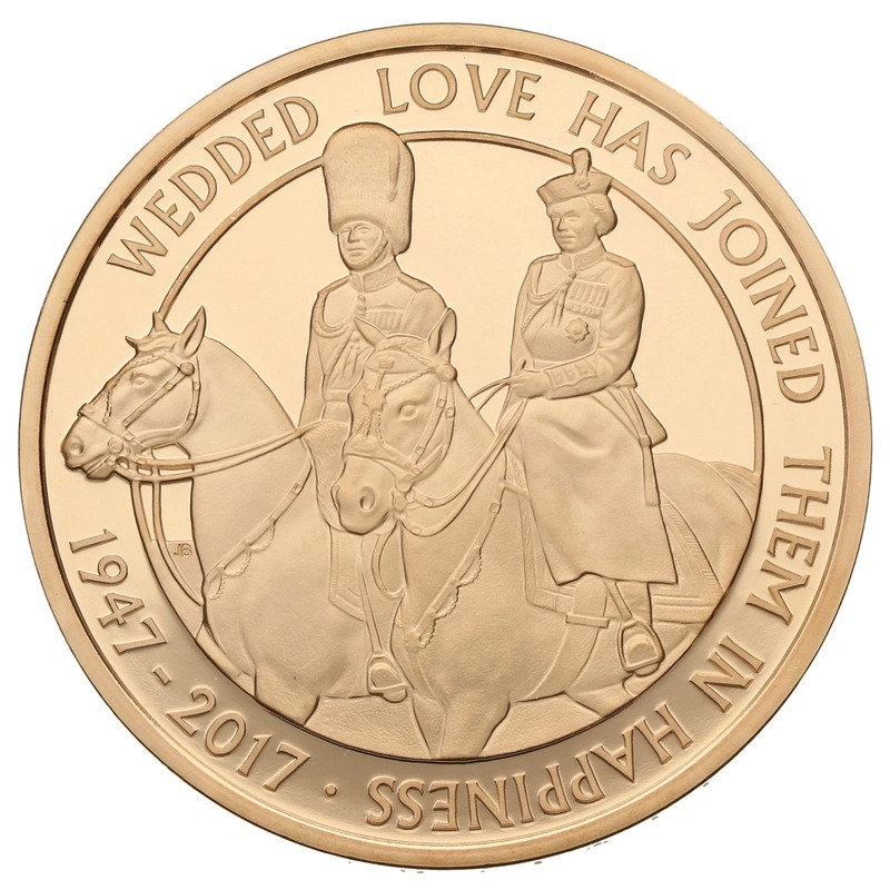 2017 Proof Gold Crown £5 Coin Platinum Wedding Anniversary Boxed - Image 3
