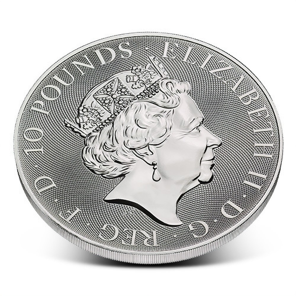 2021 10 oz British Silver Queens Beast White Lion Coin - Image 2