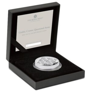 2021 2 oz Proof British Silver Gothic Crown Quartered Arms Coin (Box + CoA)