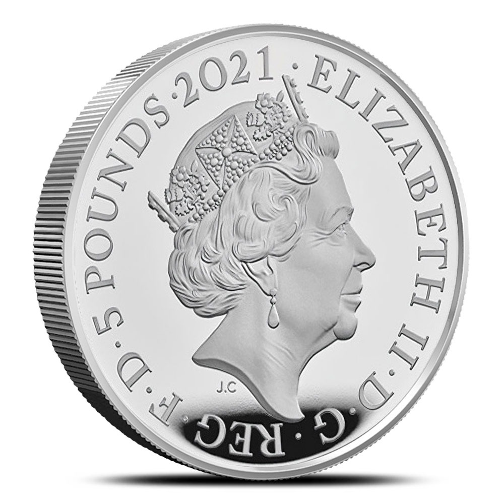 2021 2 oz Proof British Silver Gothic Crown Quartered Arms Coin (Box + CoA) - Image 3