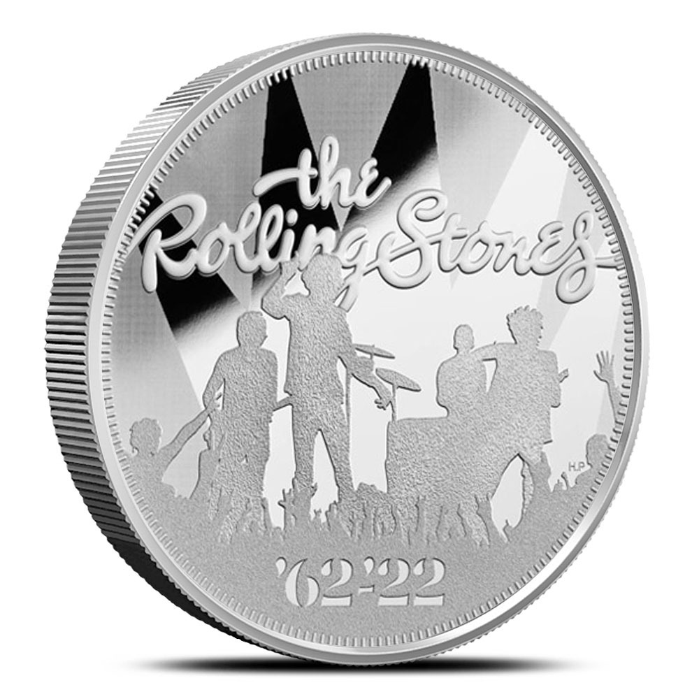 2022 5 oz Proof British Silver 60 Years of Rock n Roll The Rolling Stones Coin - Image 2