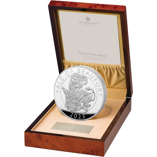 2023 1 Kilo Proof British Silver Tudor Beasts Yale of Beaufort Coin (Box + CoA) - Image 2