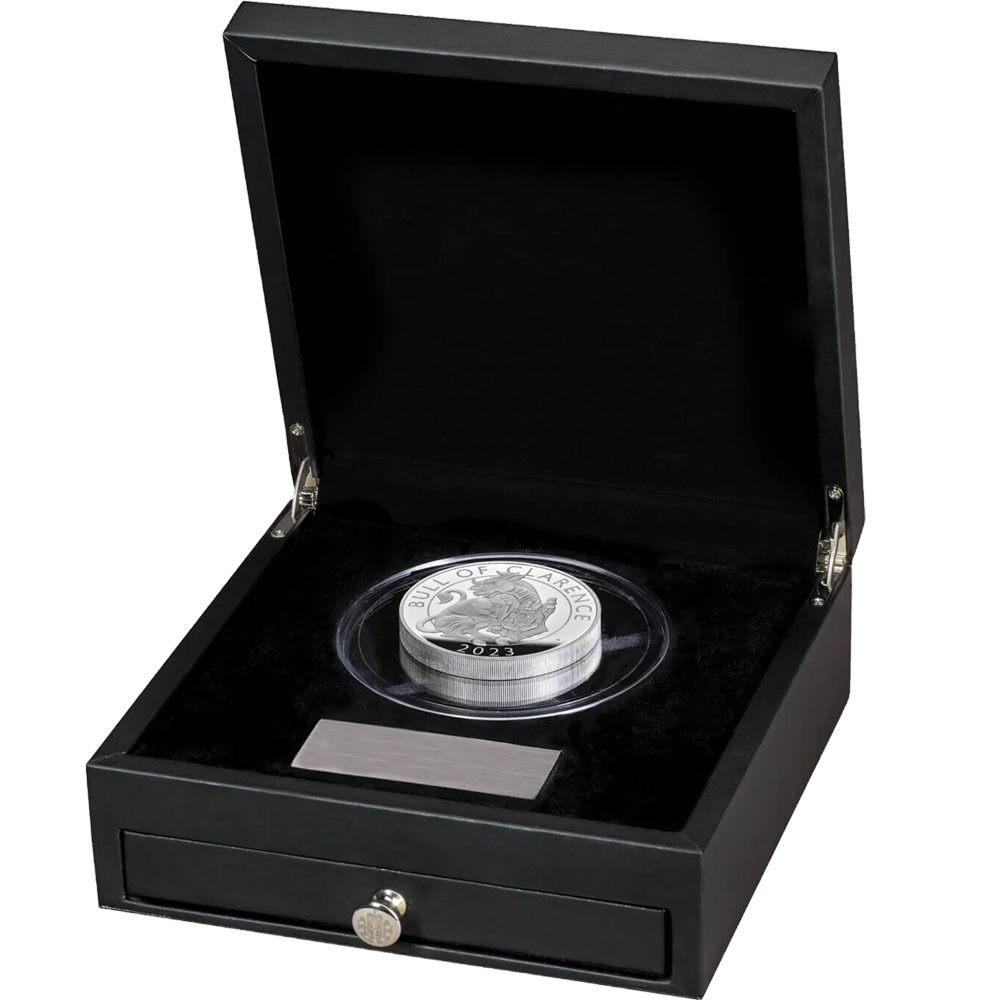 2023 10 oz Proof British Silver Tudor Beasts Bull of Clarence Coin (Box + CoA) - Image 3