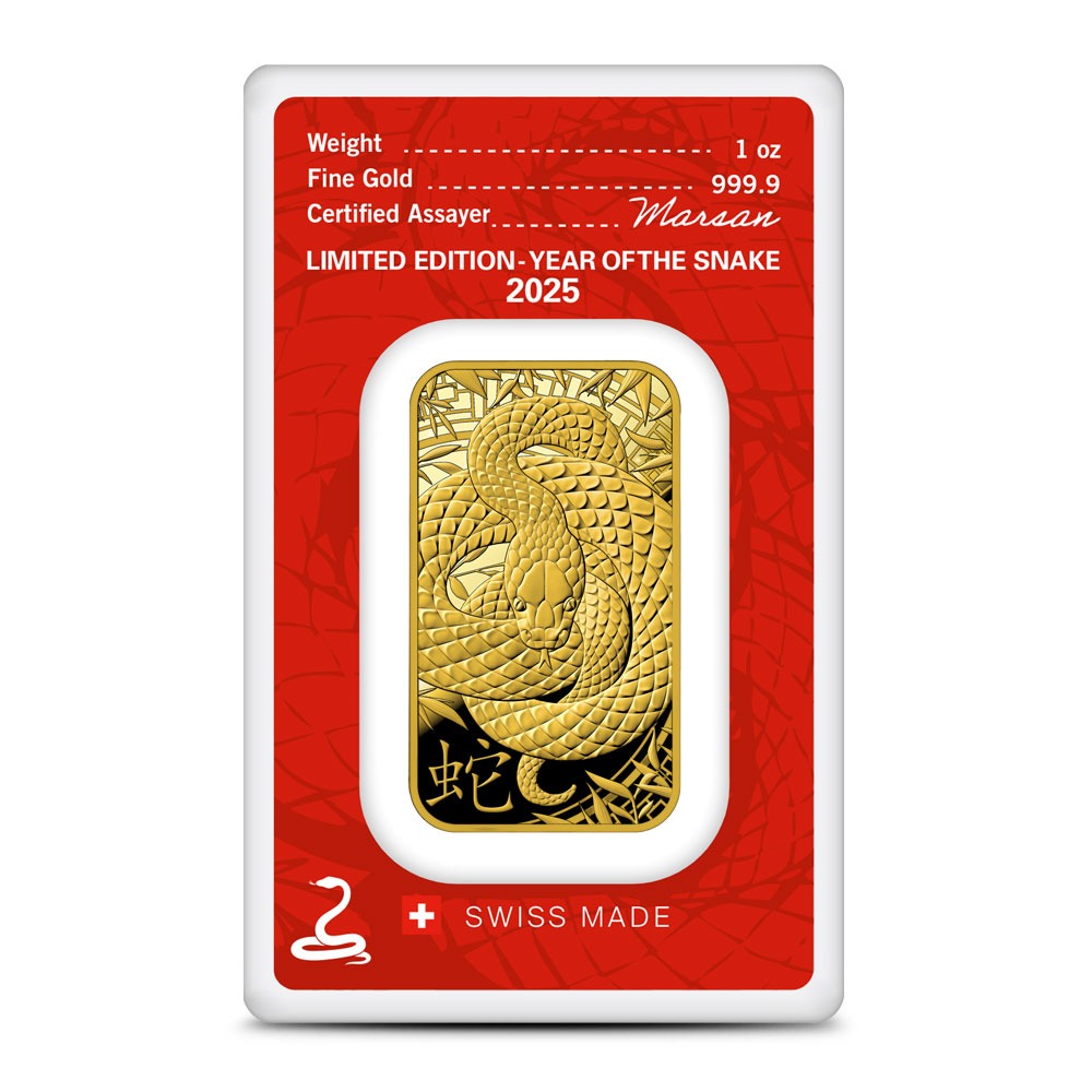 2025 1 oz Argor Heraeus Lunar Snake Gold Bar (New w/ Assay) - Image 2