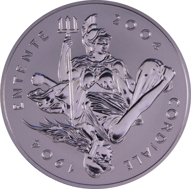 3 oz Platinum Entente Cordiale £5 Pounds Piedfort Proof Crown 2004 Boxed - Image 3