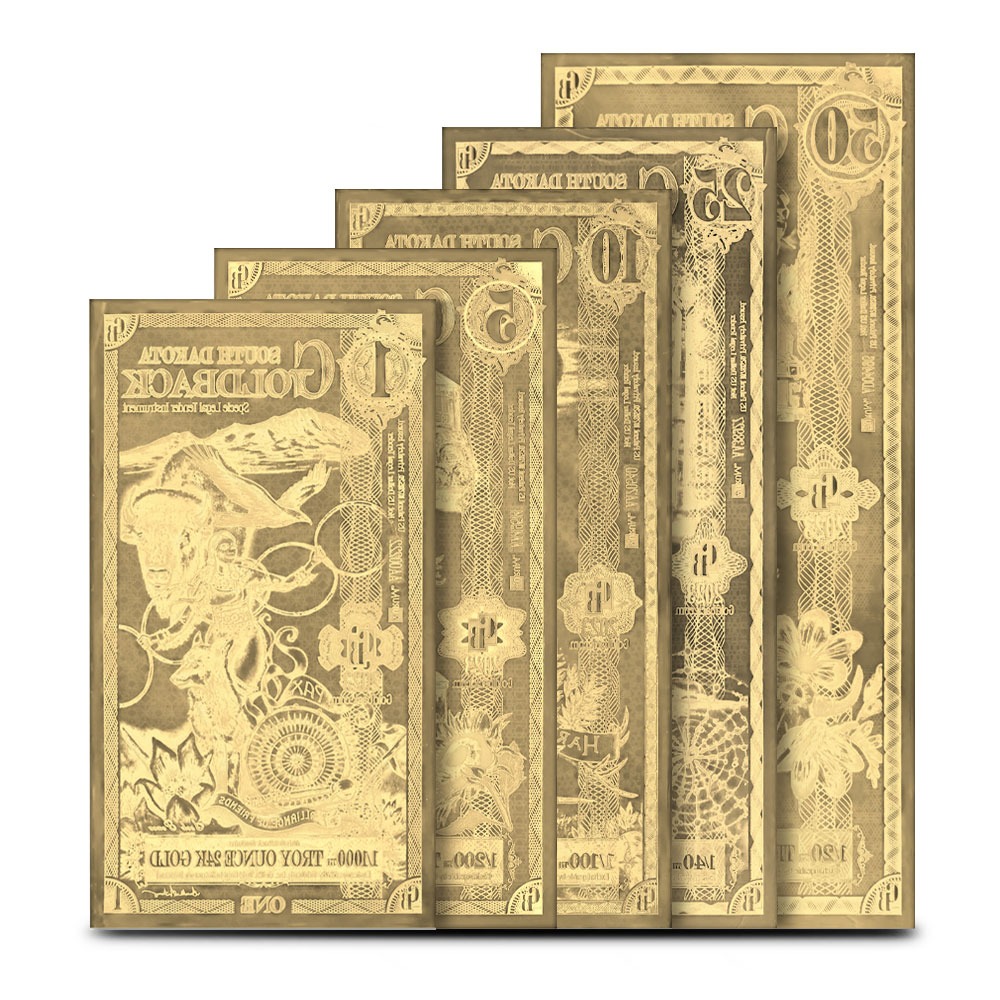 5 Piece South Dakota Goldback Gold Note Set (Random Year, New) - Image 2