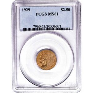 Buy Pre-33 $2.50 Indian Gold Quarter Eagle Coin (MS61, PCGS or NGC)