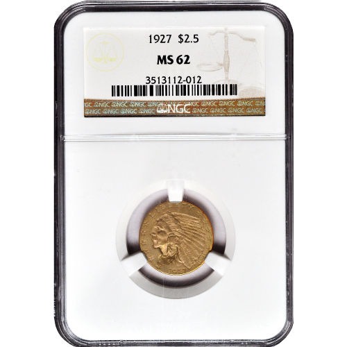 Pre-33 $2.50 Indian Gold Quarter Eagle Coin (MS62, PCGS or NGC) - Image 2