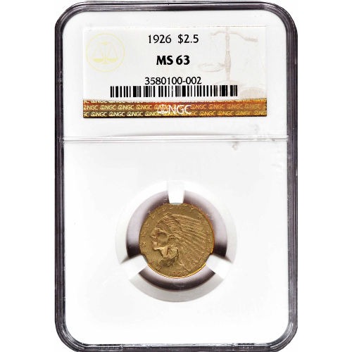 Pre-33 $2.50 Indian Gold Quarter Eagle Coin (MS63, PCGS or NGC) - Image 2
