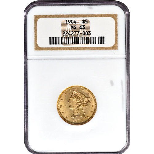 Pre-33 $5 Liberty Gold Half Eagle Coin MS63 (PCGS or NGC) - Image 2