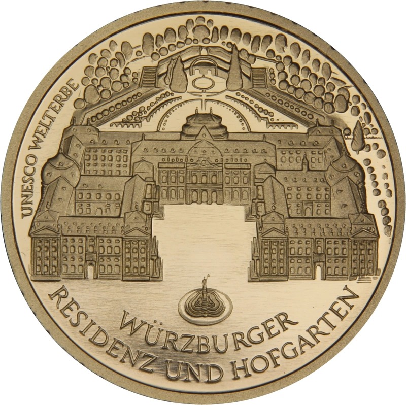 2010 Proof German 100 Euro Gold Coin UNESCO Welterbe Wurzburger Residenz und Hofgarten Boxed - Image 3