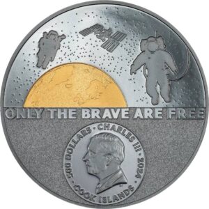 ASTRONAUT Real Heroes 5 Oz Black Proof Gold Coin 500$ Cook Islands 2024