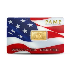 5 Gram PAMP Suisse America The Free Liberty Bell Gold Bar (New w/ Assay)